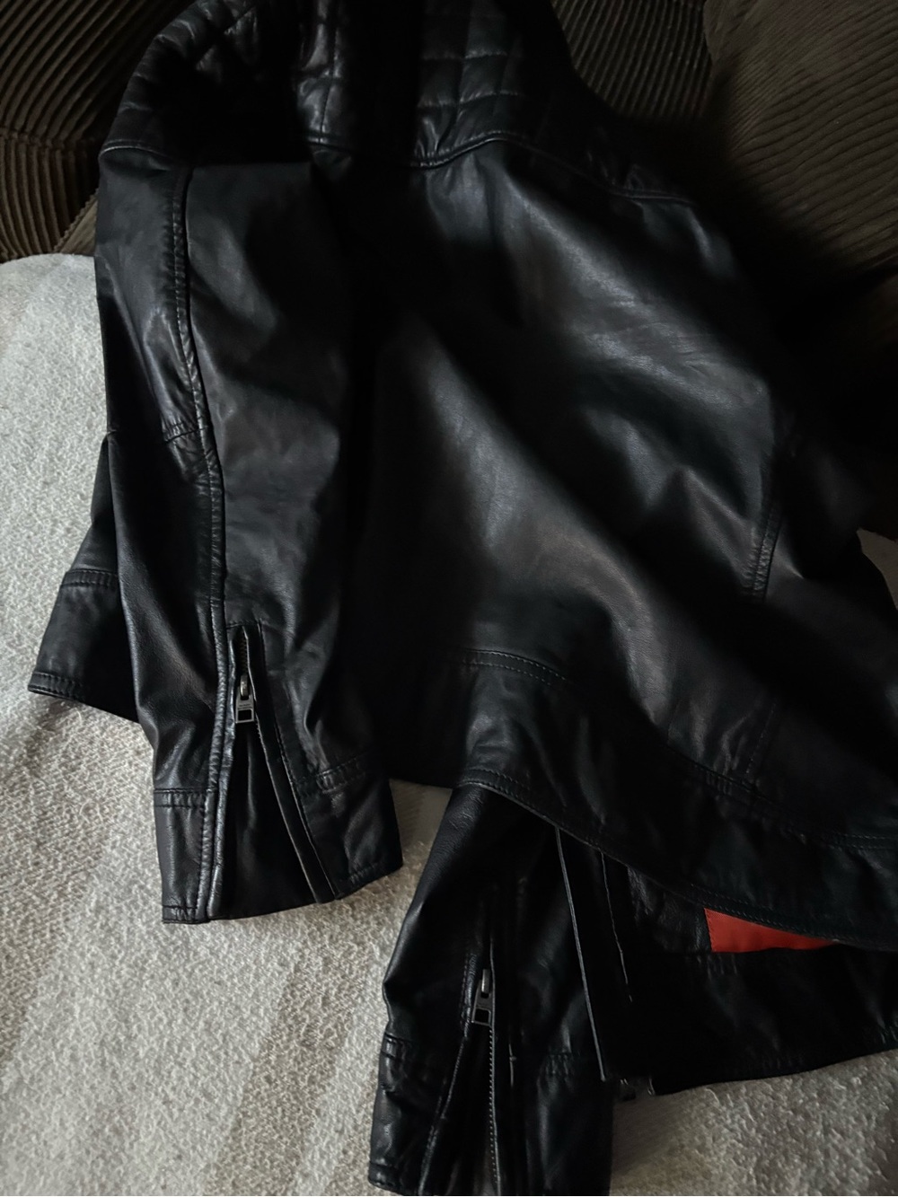 Harley-Davidson Black Leather Jacket with Red Liner Detail